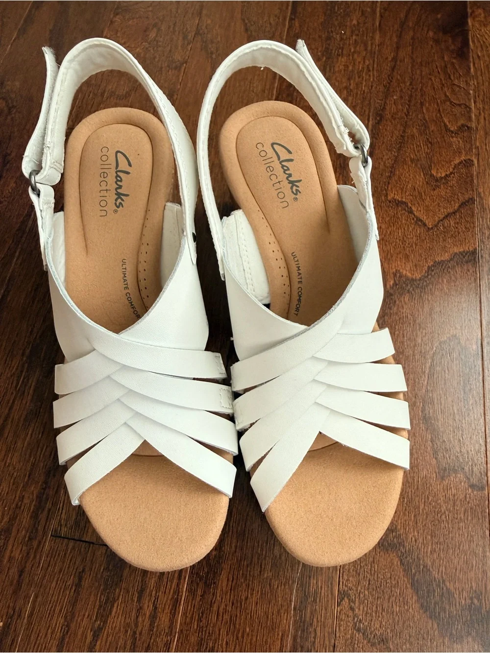 Brand New Clark Giselle White Leather Slingback Sandals women’s size 7